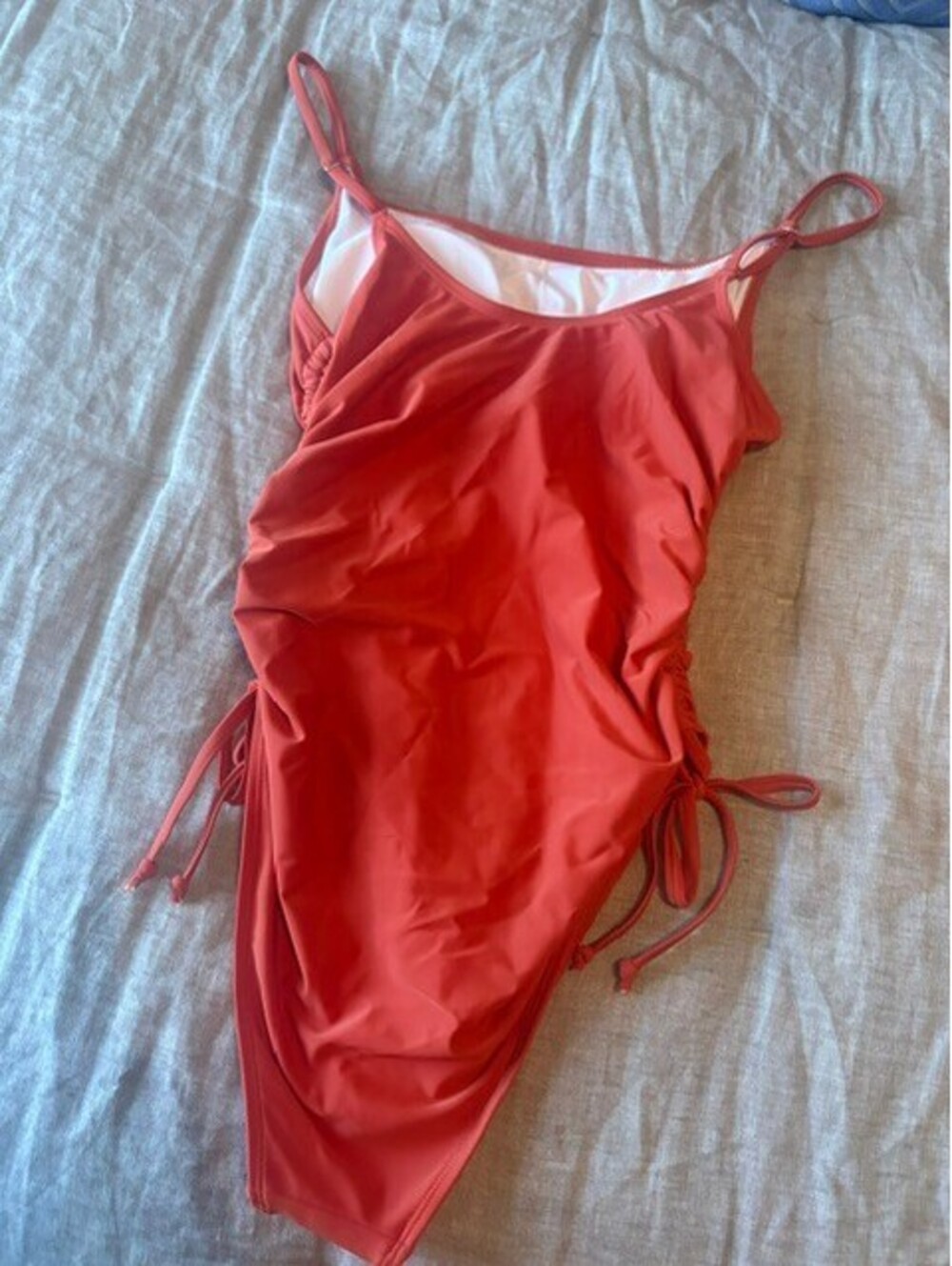 Rust Orange One-Piece Swimsuit with Adjustable Side Ties -New without tags!